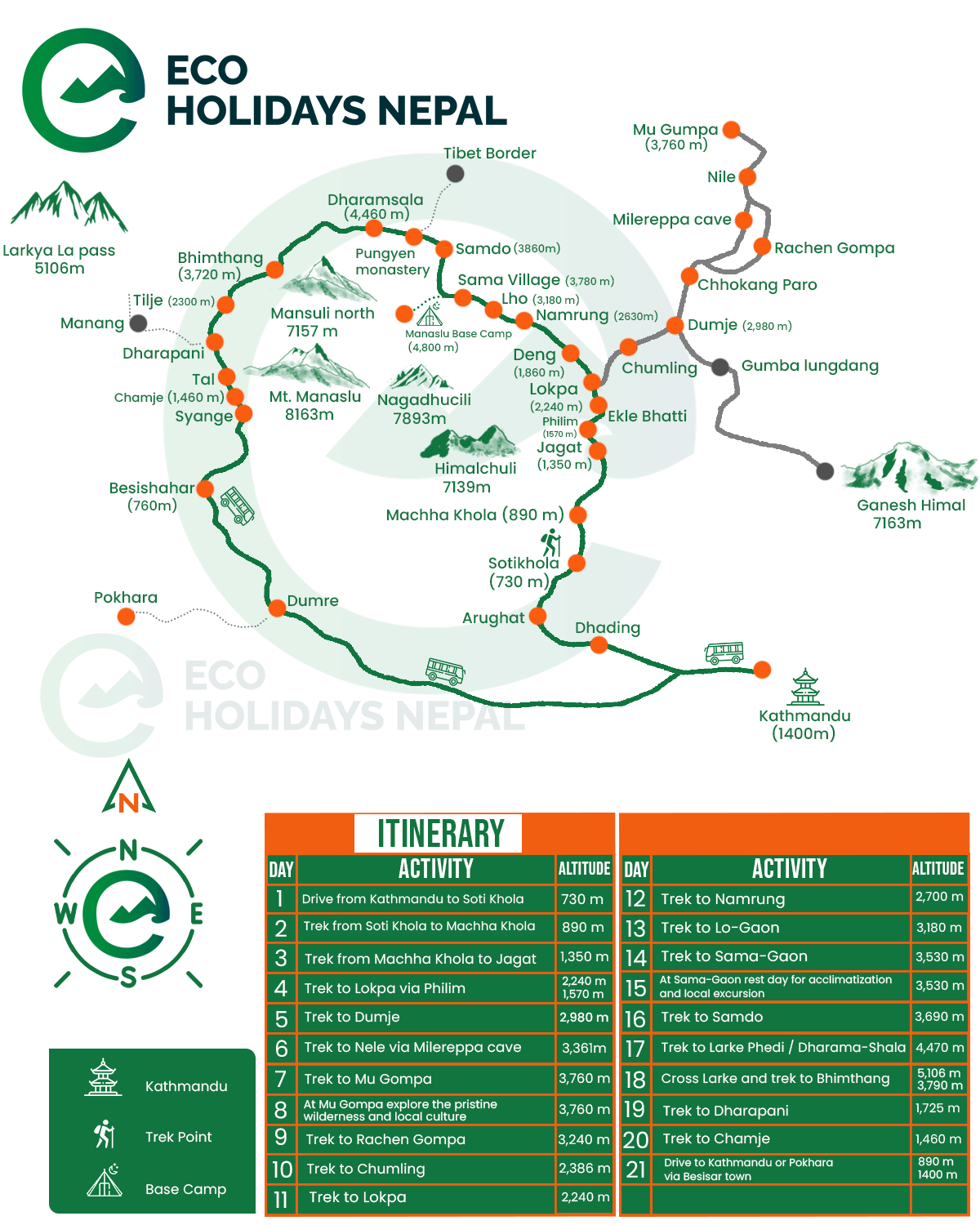Manaslu Circuit with Tsum Valley TrekMap